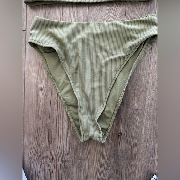 Frankie’s bikini, olive green, small, ribbed suit. High rise bottom - Picture 5 of 9